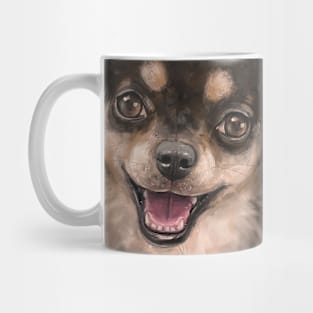 Painting of Cute Brown and White Chihuahua Smiling Mug